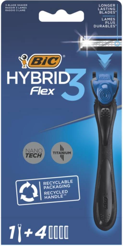 Bic Hybrid 3 Flex Razor &amp; Razor Blades 1 pcs 4 pcs