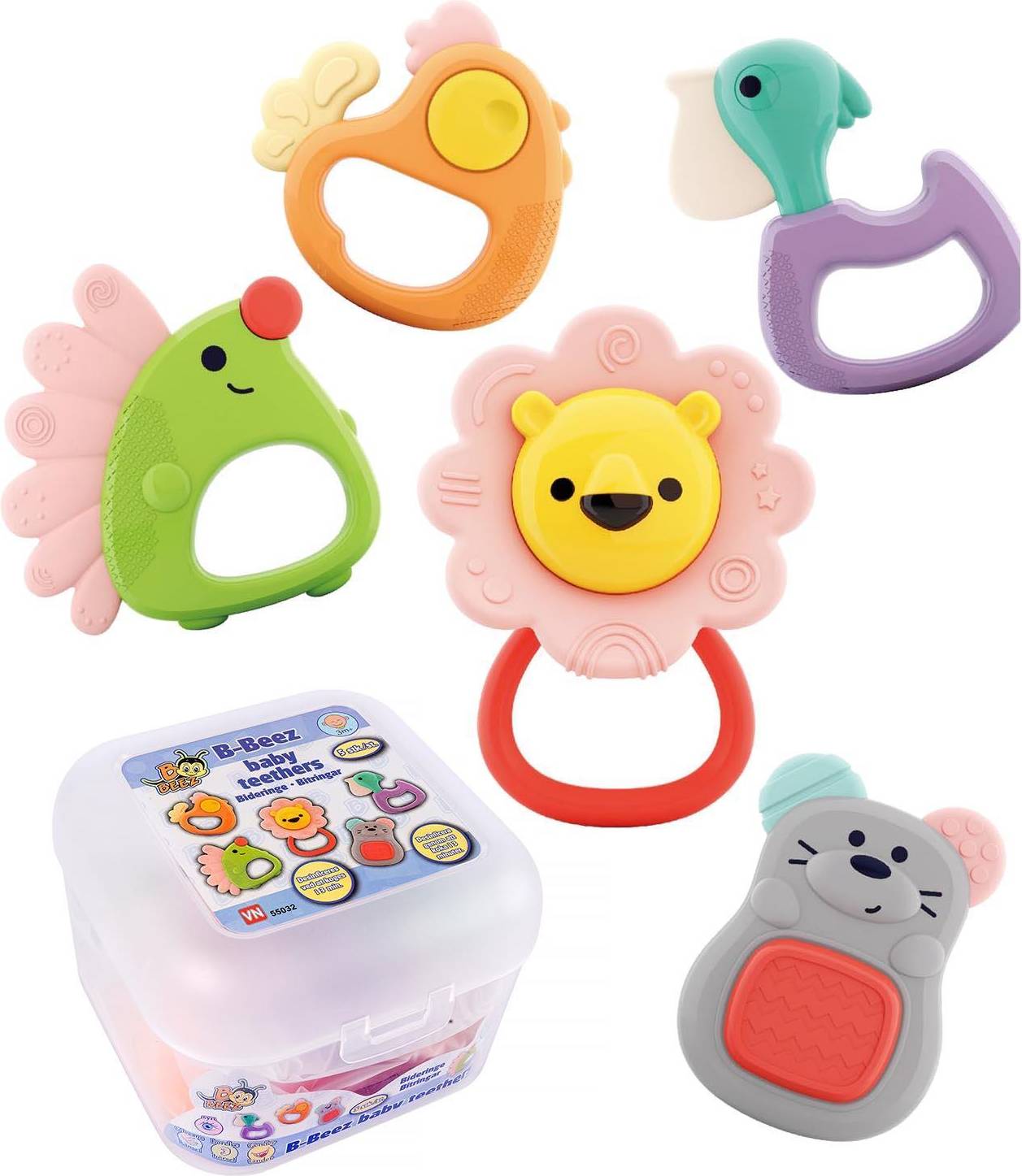 B Beez Animal Teething Rings Set - 5 Pack