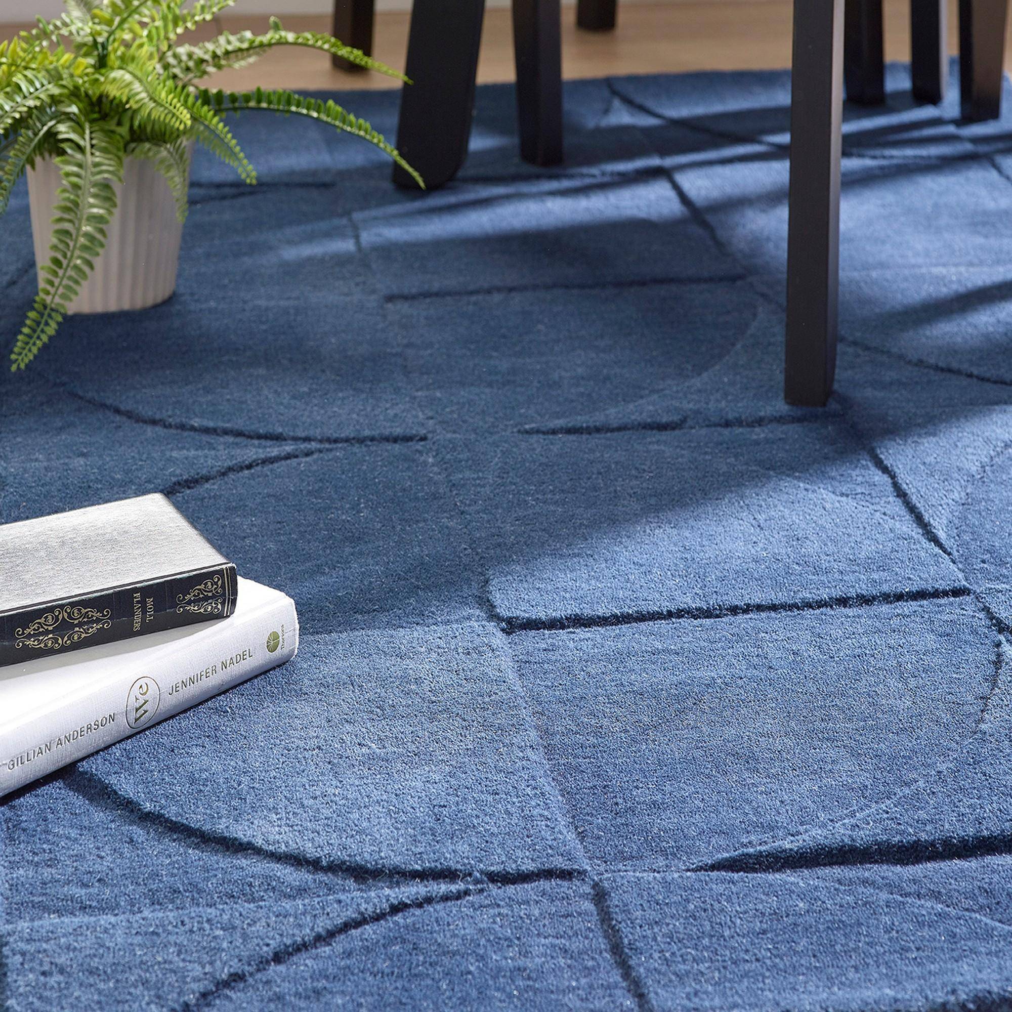 Origin Penny Geometric Wool Rugs Infinity Blå cm
