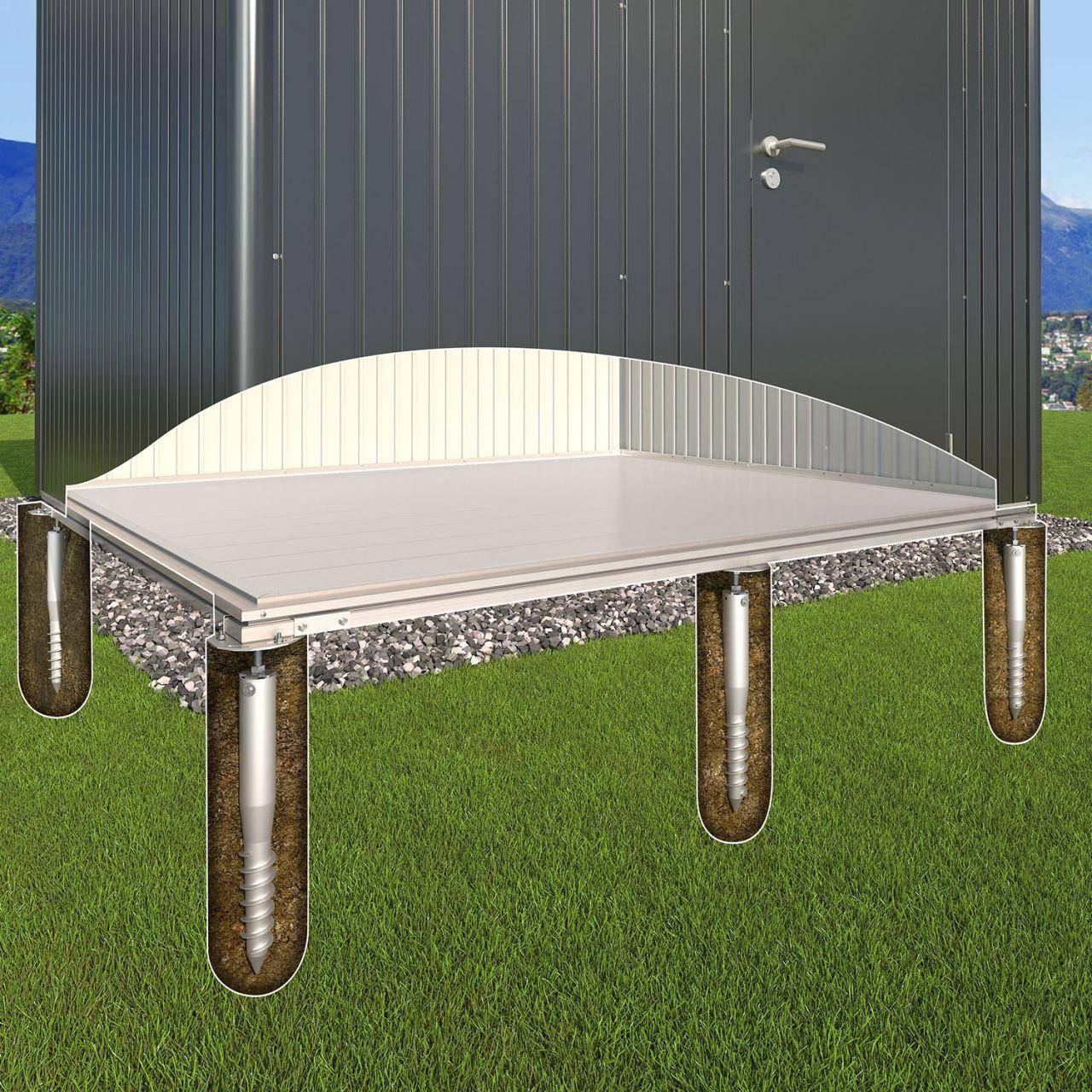 Biohort SmartBase Plus Fundament til Neo 3C Redskapsbod - Sølv/Grå