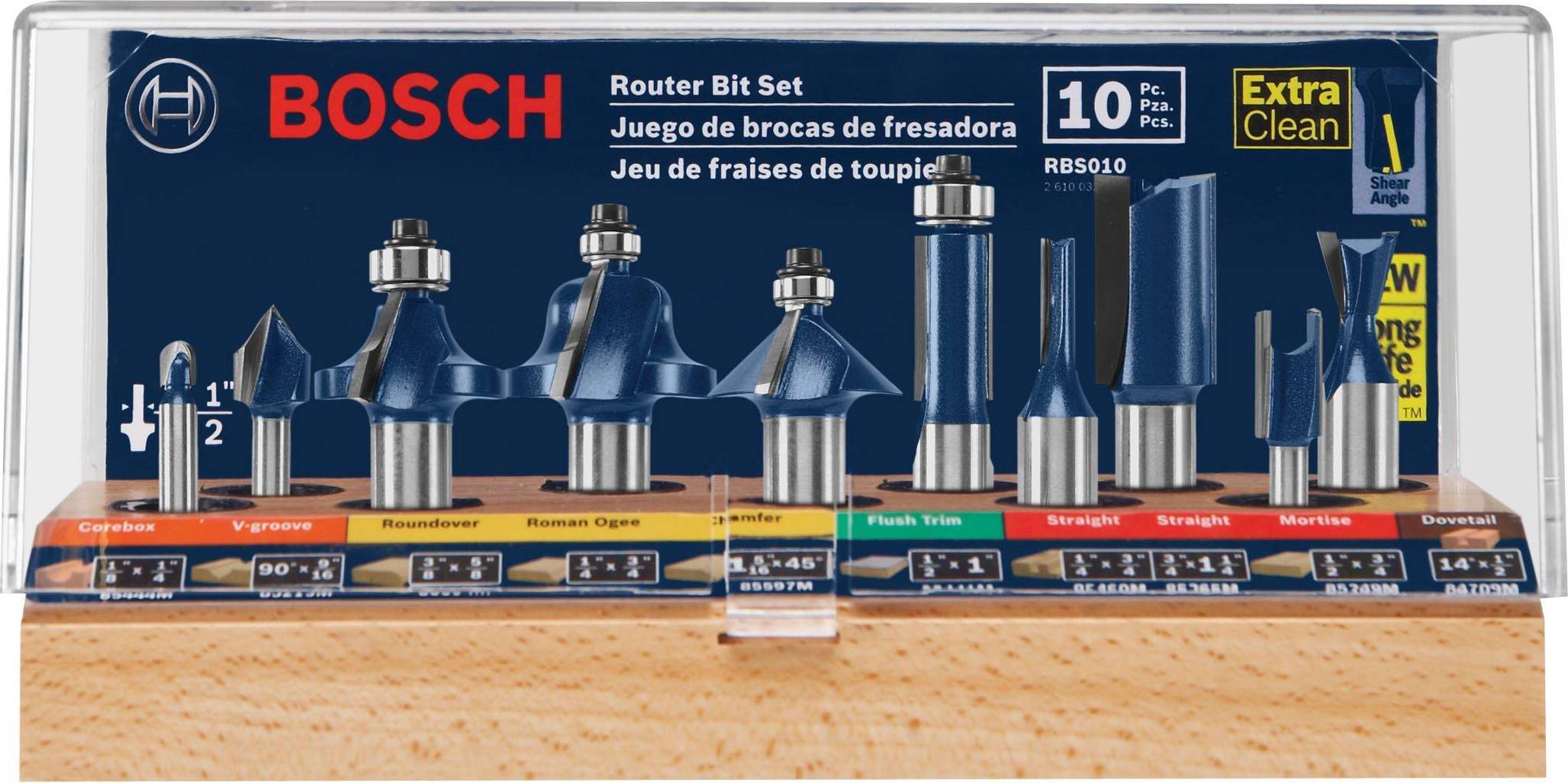 Router bit set Bosch 10 pc. All-Purpose Router Bit Set