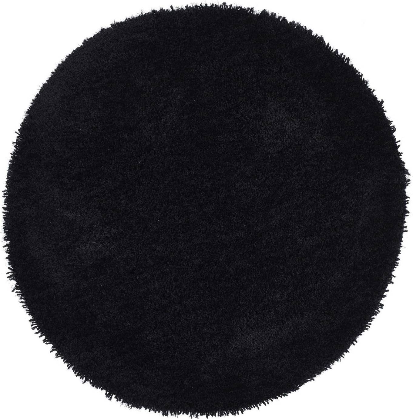 Round Black Shaggy Rug