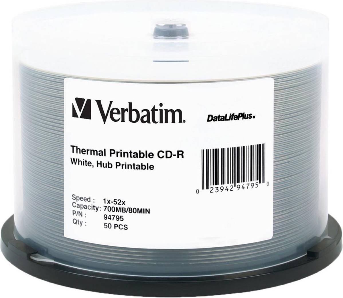 Verbatim DataLifePlus Printable CD-R 700MB 52x 50-Pack Spindle