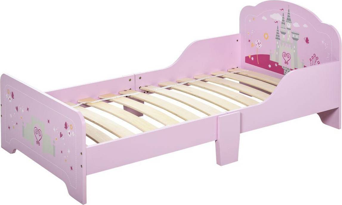 Homcom Princess Castle Kid's Bed with Side Rails & Slats 28.7x56.3"