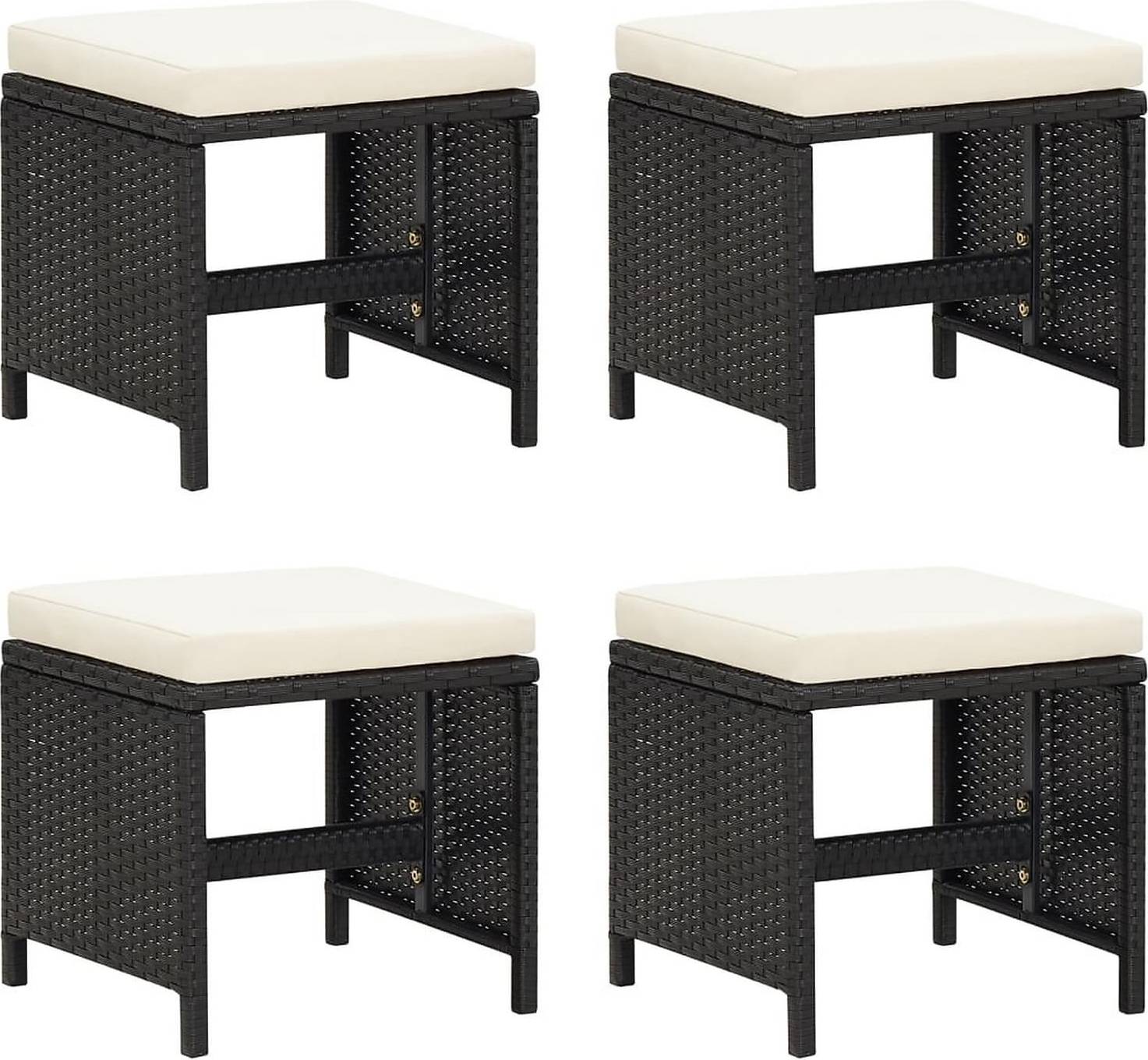 vidaXL Rattan Stool with Cushion 4-pack