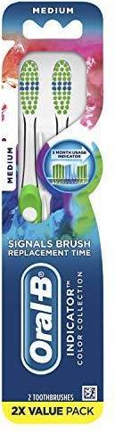 Oral-B Indicator Color Collection Manual Toothbrush, Medium, 2 Count