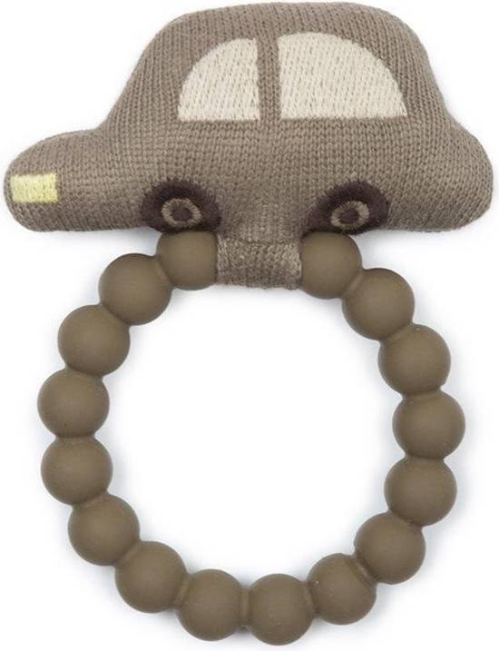 Smallstuff Rattle Rubber Ring Car Dark Mole