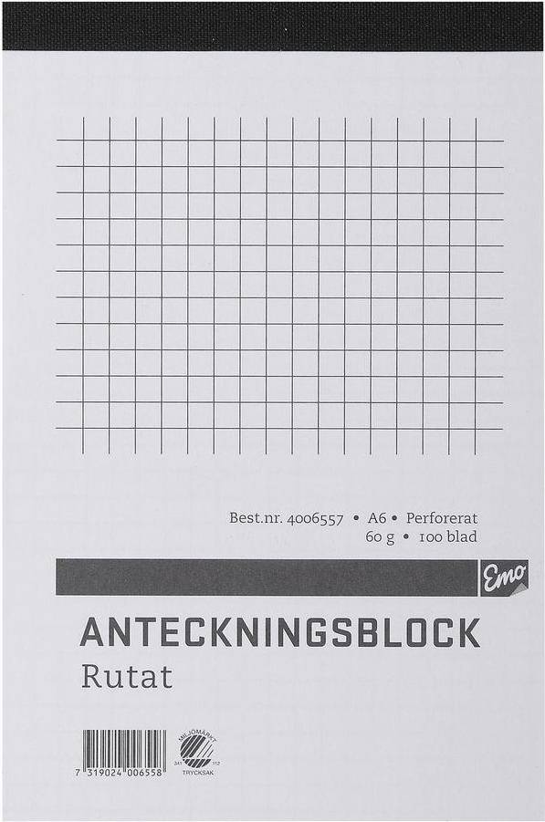 Notepad Checkered Perforated A6 100pcs