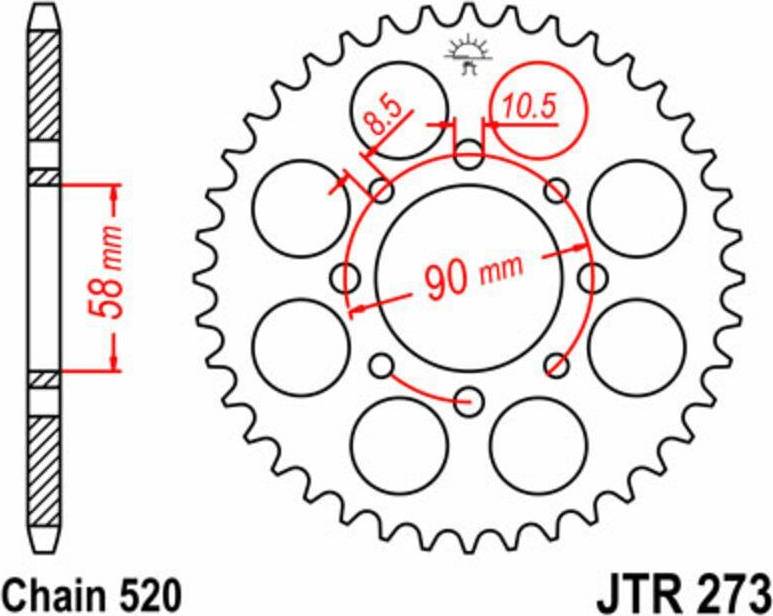 Sprockets 520 Jtr273.45 Rear