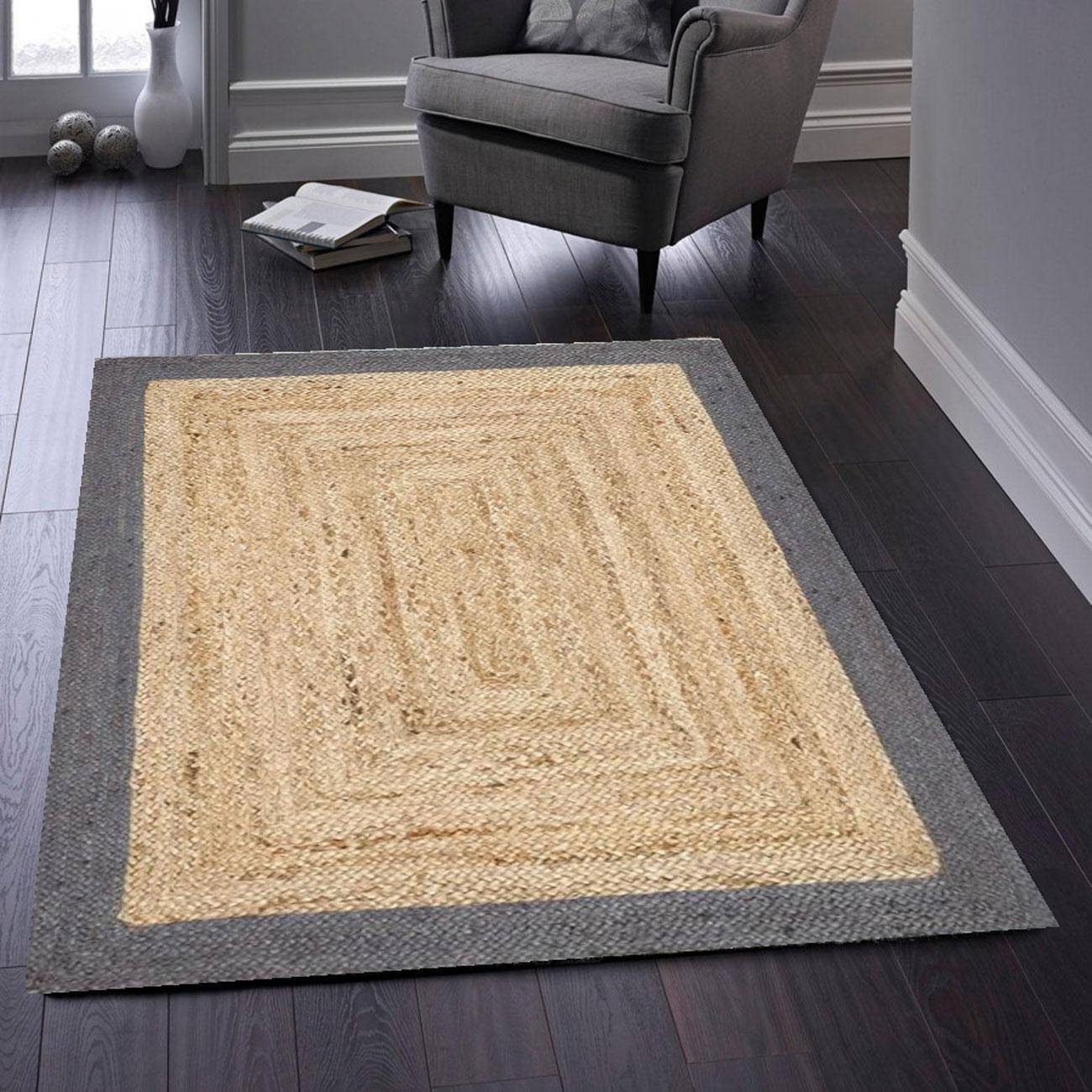 Origin Jute Bordered Rugs Grå