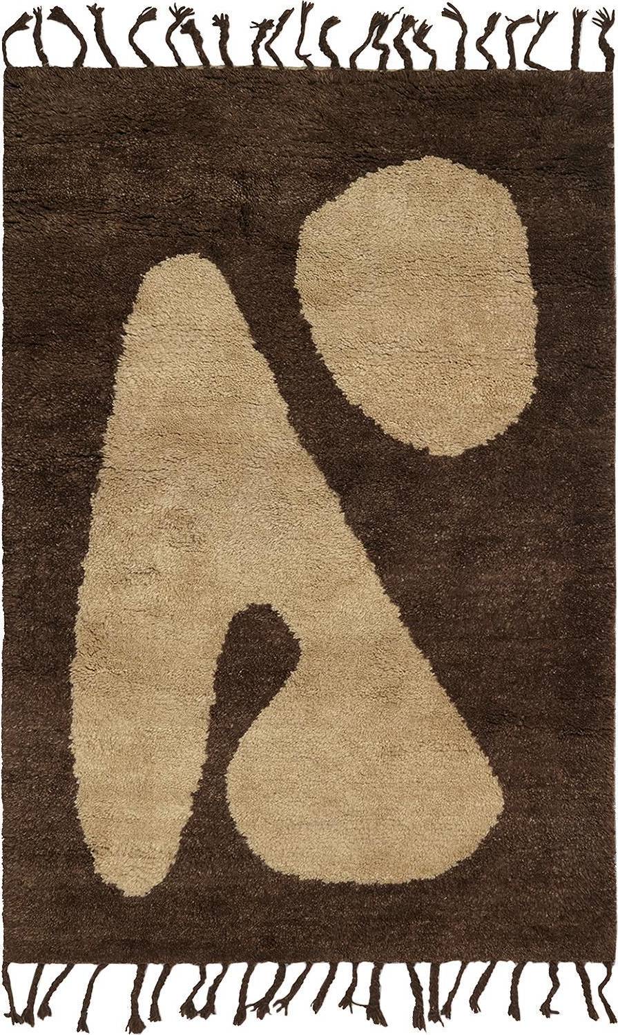 ferm LIVING Abstract Small Rug Marrone, Bianco cm