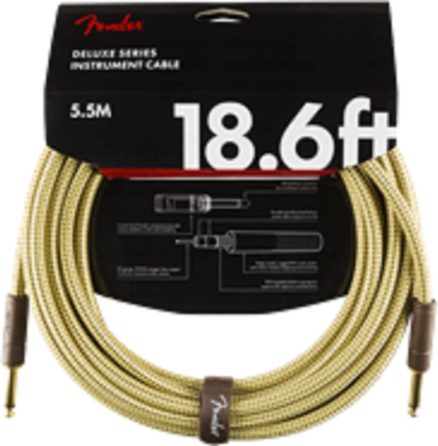Fender Deluxe 186 Fots Rak Instrumentkabel Tweed 5,5m