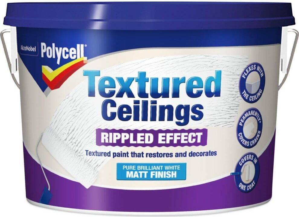 Polycell Textured Ceilings Rippled Effect - White Matt Ceiling Paint