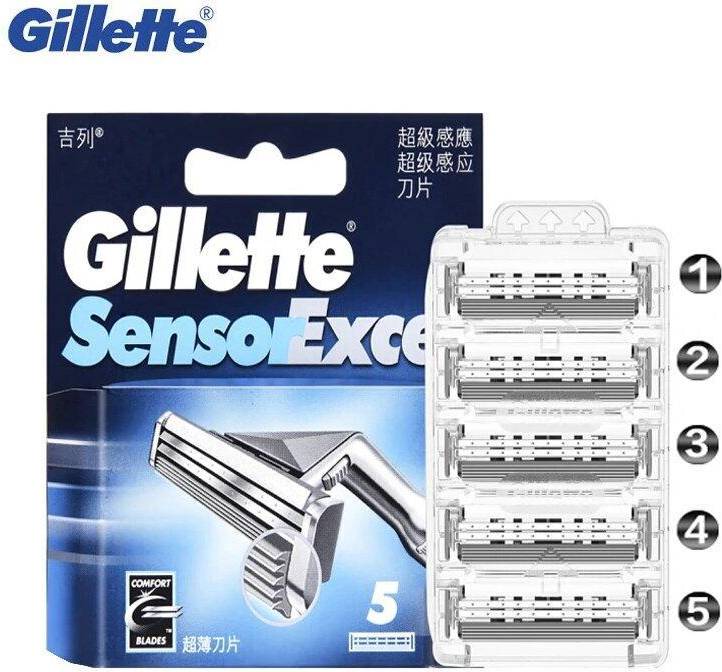 Gillette Sensor Excel Comfort Razor Blade Men Shaving Long Lasting 5PC