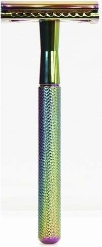 Double edge safety razor Bambaw Rainbow Double Edge Safety Razor for Men Reusable Metal Razor Eco Friendly DE Razor Safety Razors Men Safety Razors Fit All Double Edge Razor Men's Safety Shaving Razors