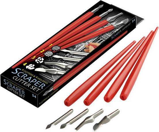 Essdee Scratchboard Scraper Cutter and Handle Set