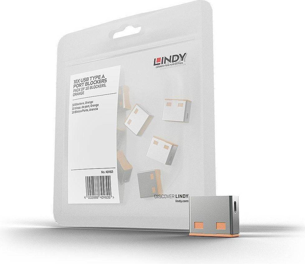 Lindy 10 USB Port Locks ORANGE noKey.