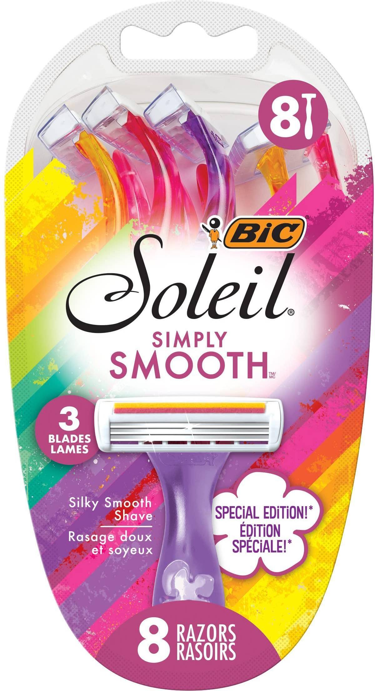 Bic Soleil Simply Smooth Disposable Razor 3 Blade Womens Razors 8-Count