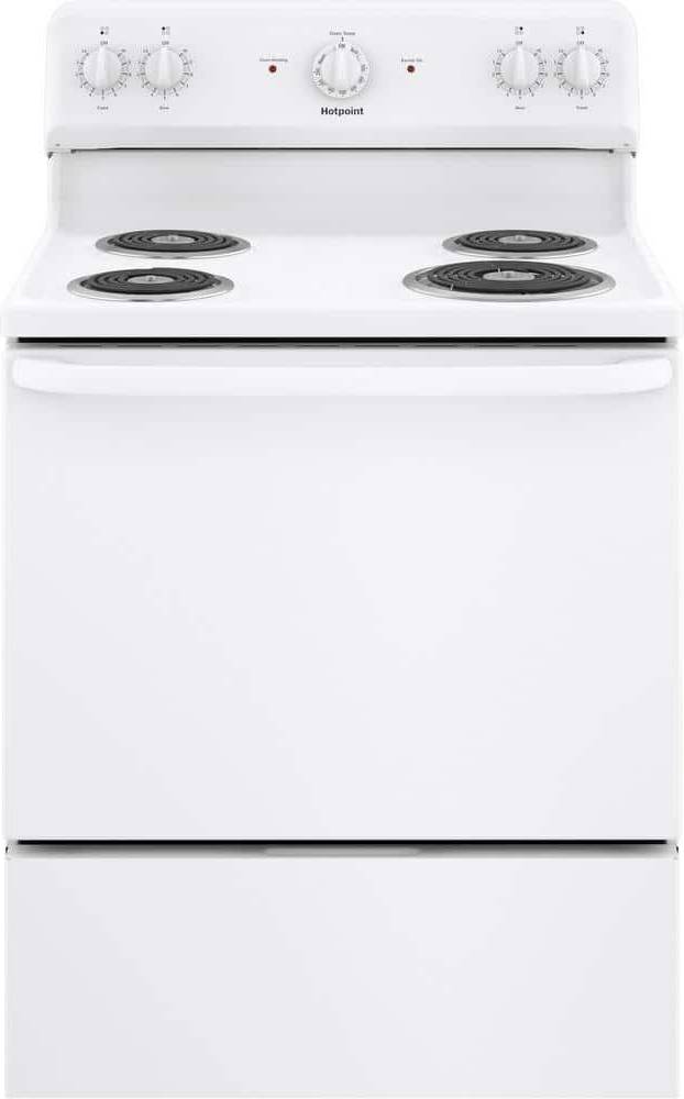 White electric stove Hotpoint RBS160DM 5 Free Standing Electric Range