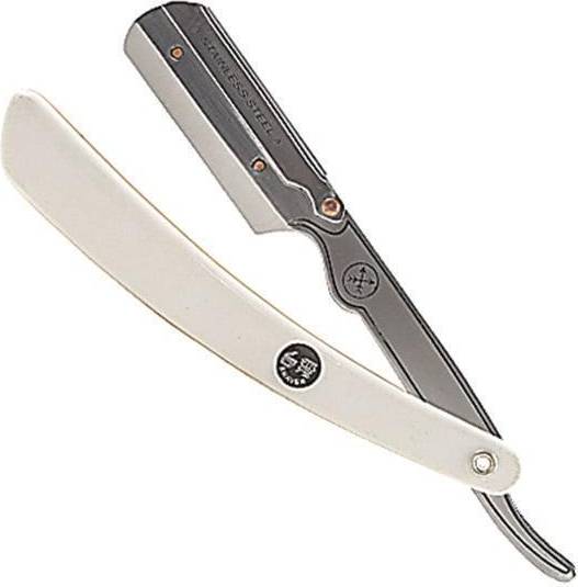 White ABS Handle Clip Type Barber/Straight Razor