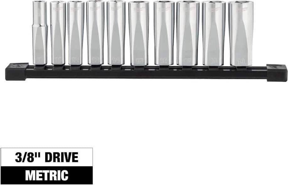 Metric socket set Milwaukee 3/8 Drive Metric Deep Well 6-Point Socket Set Socket Bit