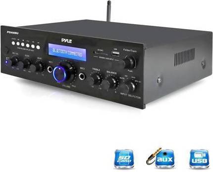 Home receiver with bluetooth Pyle PDA6BU.5 Compact 200 Watt Bluetooth Home Stereo Amplifier Receiver System