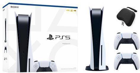 Playstation 5 disc edition Sony PlayStation 5 Disc Edition with Two DualSense Controllers and Mytrix Hard Shell Protective Controller Case