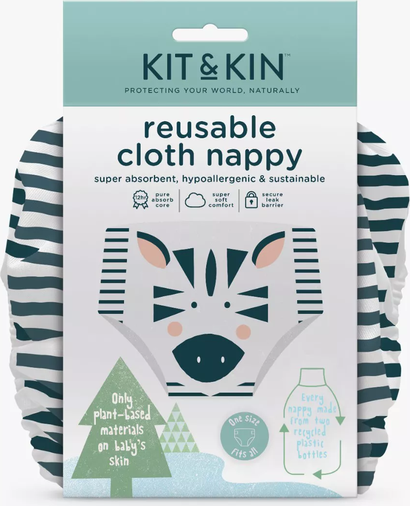 Kit & Kin Kit & Kin Reusable Cloth Nappy (Zebra Design)