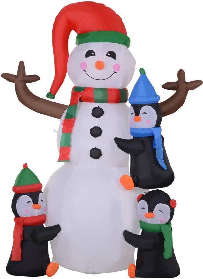 Homcom Inflatable Three Cute Penguins Snowman