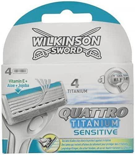 Wilkinson Sword Quattro Titanium Sensitive Razor Blade, 4 Count