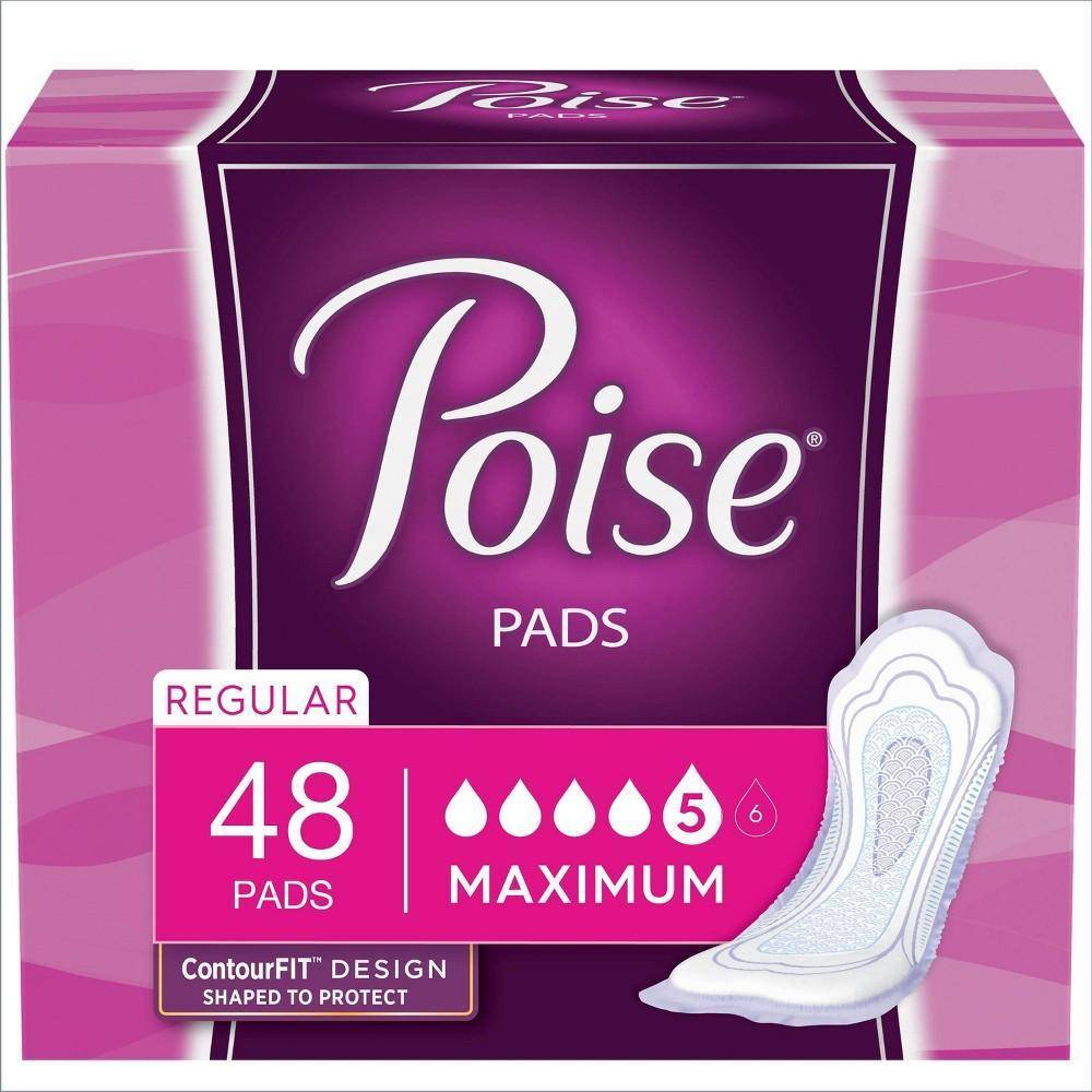 Poise Incontinence Pads Maximum Absorbency Regular Length Count