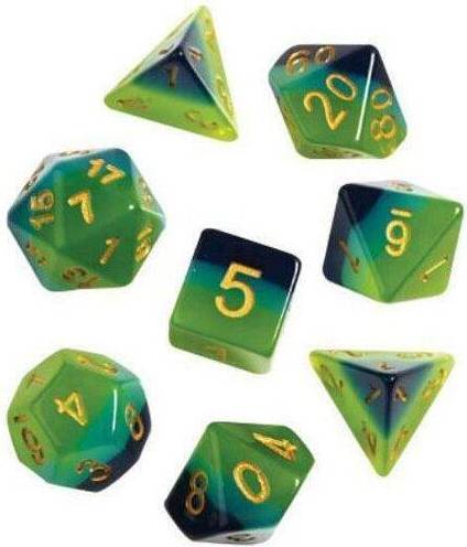 Green & Blue Translucent Polyhedral Dice Set