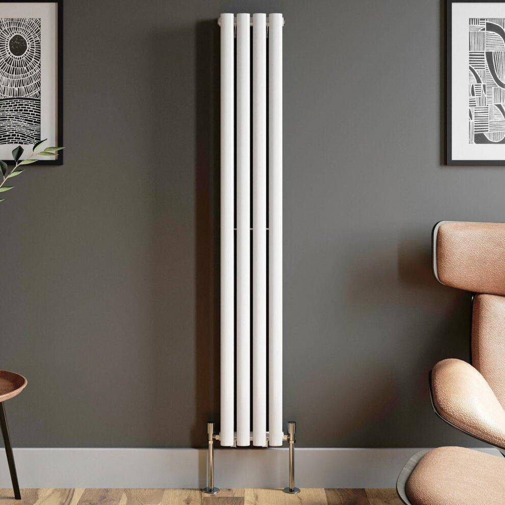 Duratherm Designer Radiator Vertical White Oval Column Rads Double Panel