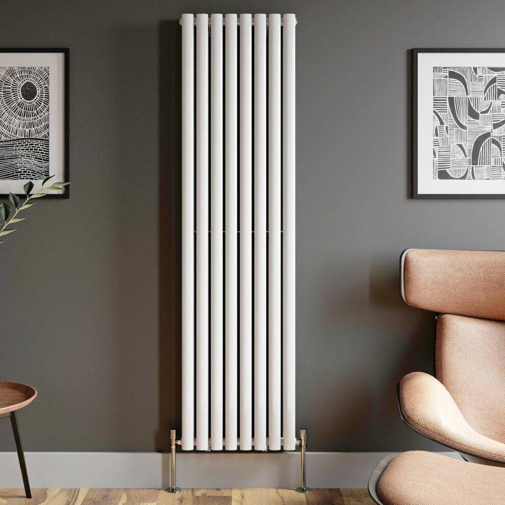 Duratherm Designer Radiator Vertical White Oval Column Rads Double Panel