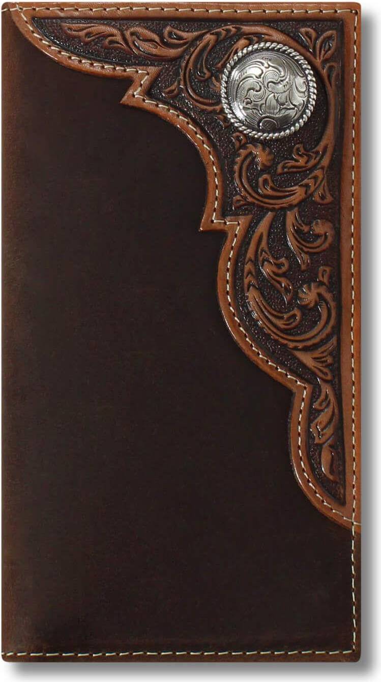 Ariat Rodeo Distressed Leather Wallet, Embossed Corner Overlay