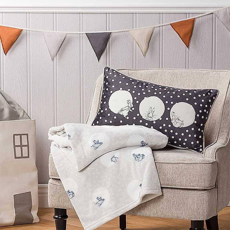 Peter Rabbit Spot Me Printed Scandi-Inspired Piped Velvet Reverse Cushion