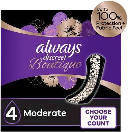 Always discreet pads Always Discreet Boutique Incontinence Pads, Moderate Absorbency, Regular Length, Count
