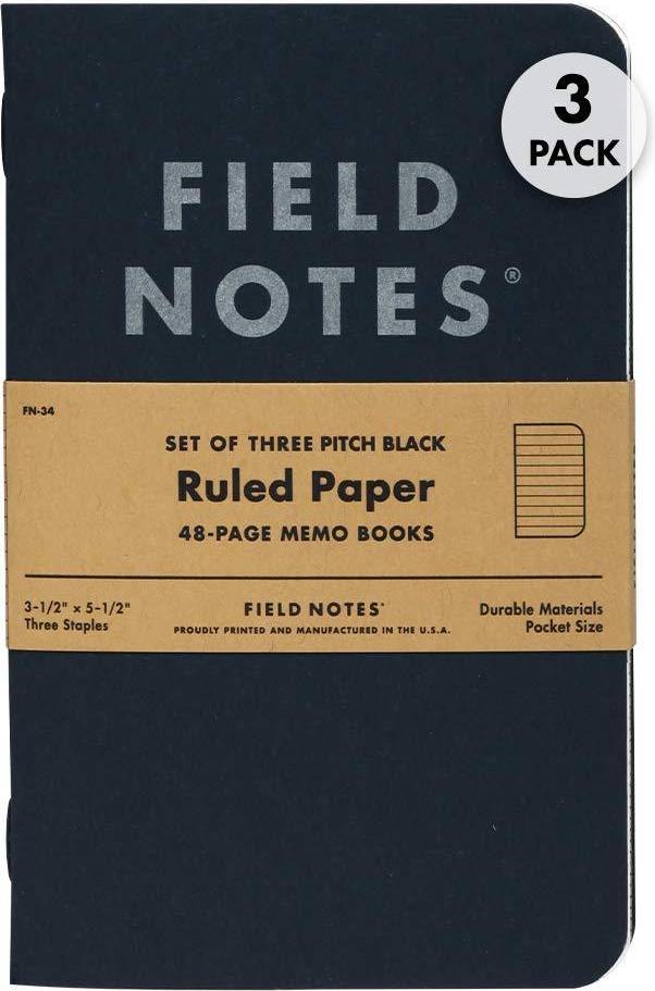 Field Notes Field Notes Pitch Black Ruled 3-Pack