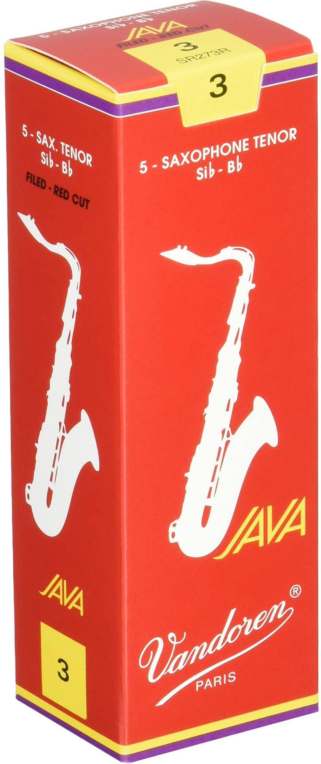Vandoren Java Red Tenor Saxophone Reeds Strength 3, Box Of 5