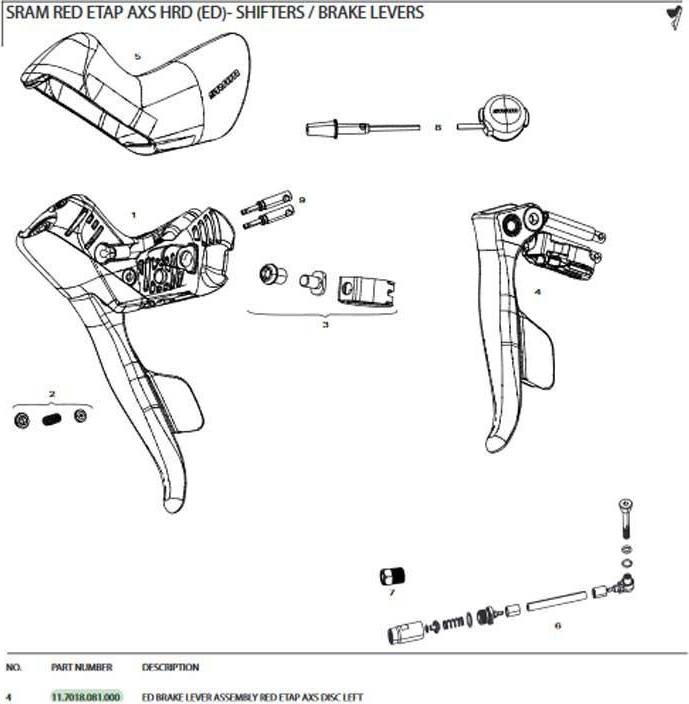 Sram Brake Lever Assembly Left For Red Disc Axs