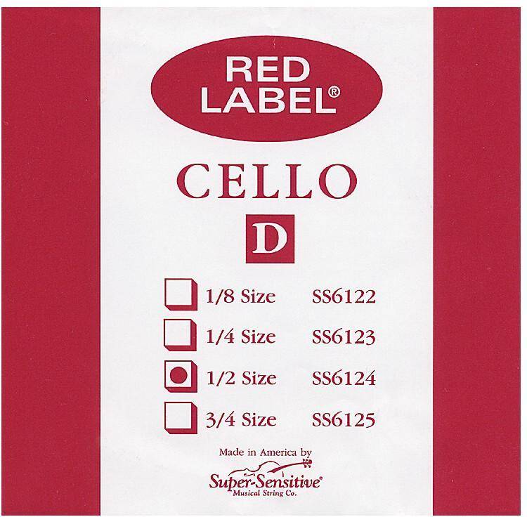 Super Sensitive Red Label Cello D String 1/2