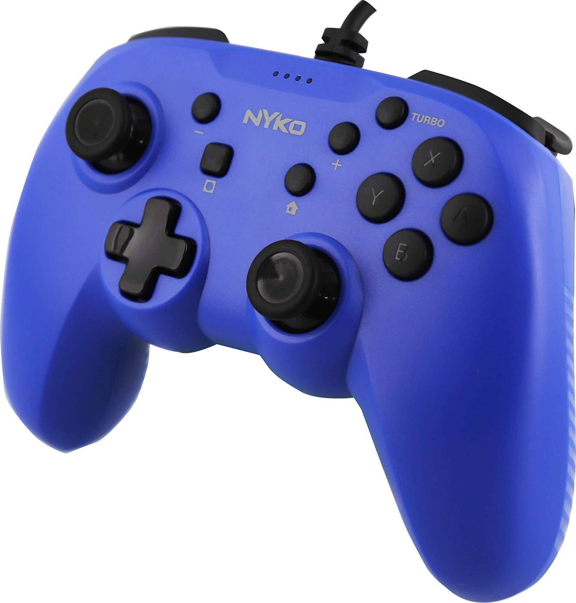 Nyko Prime Controller for Nintendo Switch, Blue Wired Switch Controller Ergonomic Shell Design Turbo Button for Competitive Advantage Rumble Feature PC Compatible Nintendo Switch