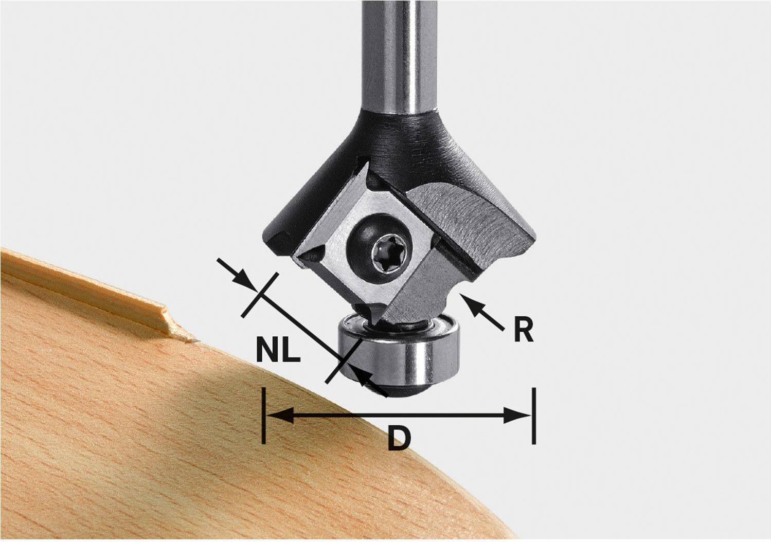 Wood router Festool 499811 Radius Router Bit with Reversible Blades S8 HW R1 D28 KL12.7OFK
