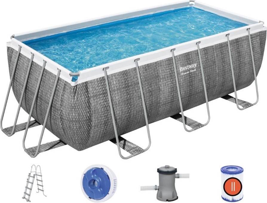 Bestway Power Steel Frame Rectangular Pool Set 4.12x2.01x1.22m