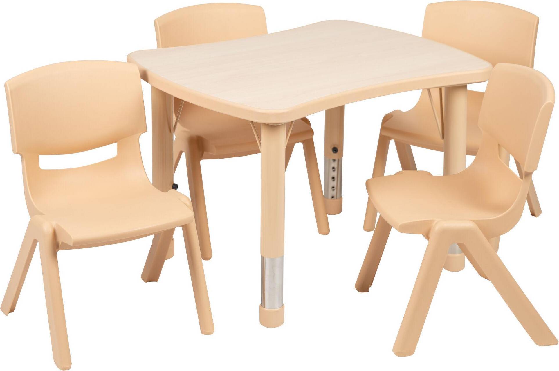 Flash Furniture Emmy Rectangular Natural Plastic Height Adjustable Activity Table