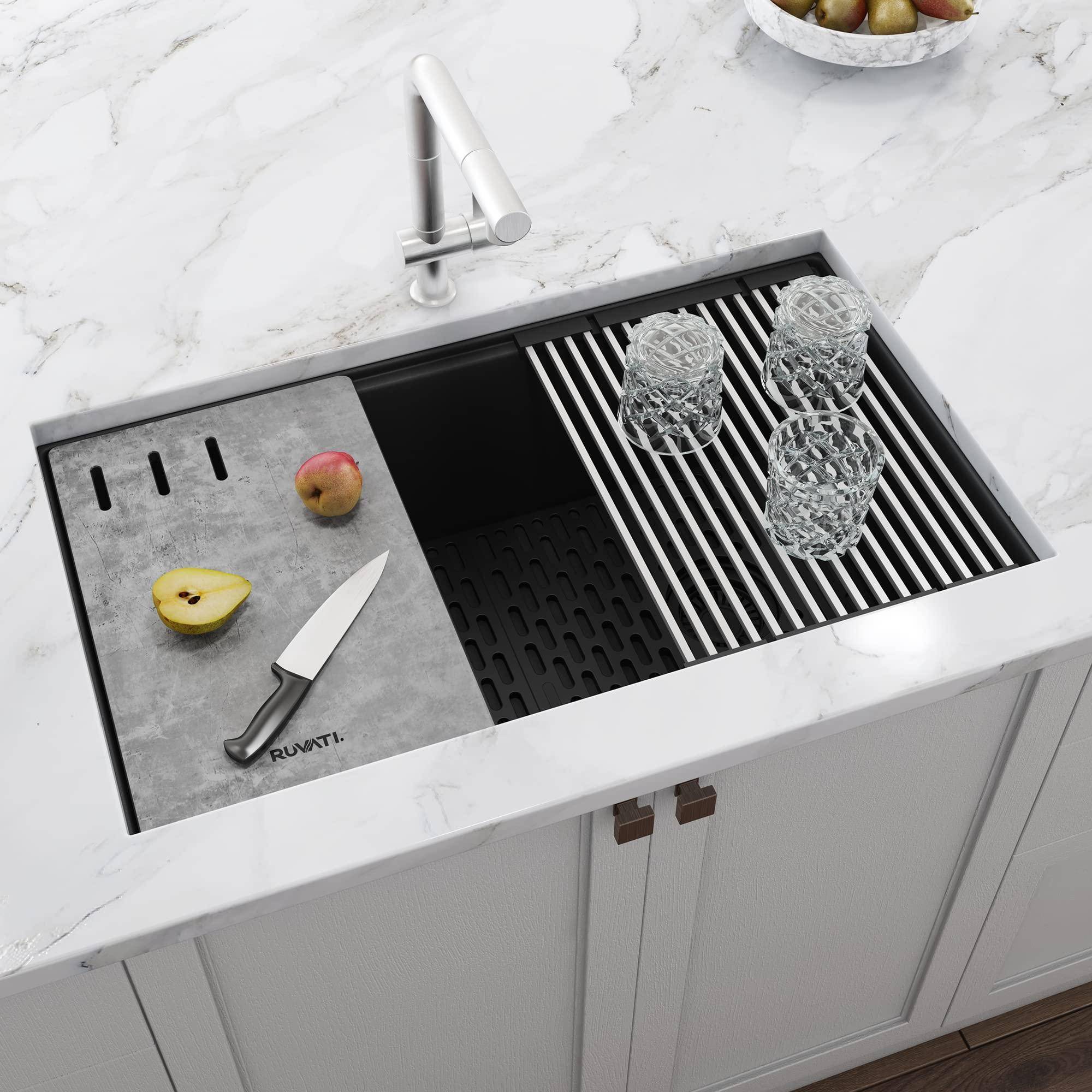 Black undermount kitchen sink Ruvati RVG1302BK