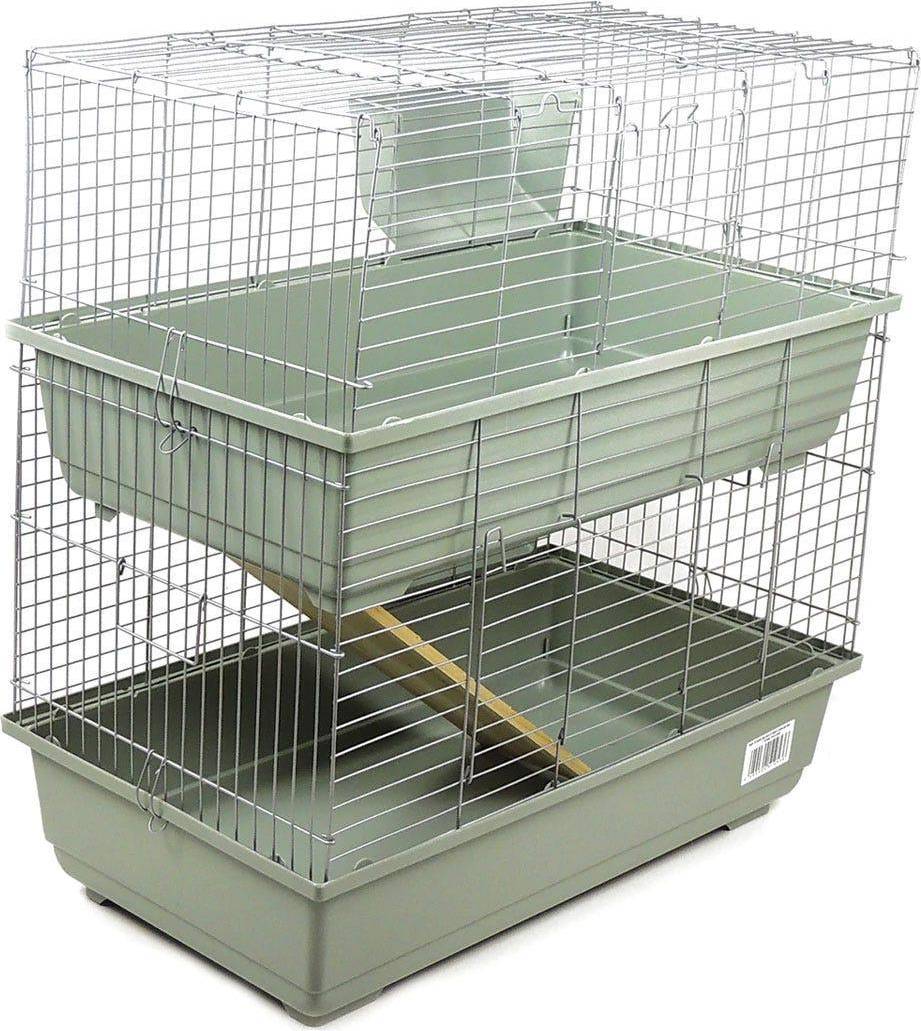 Double Tier Rabbit Cage Silver 100cm