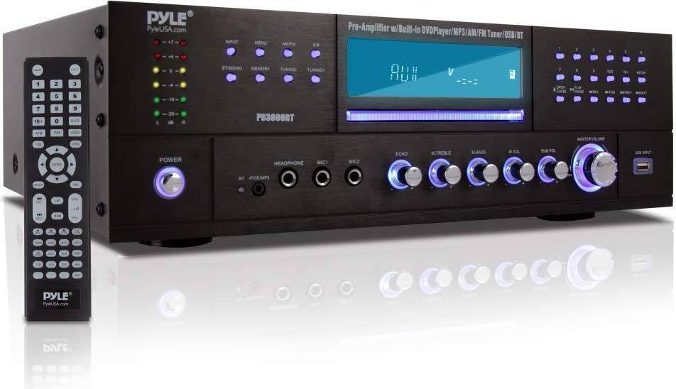 Home stereo receiver with bluetooth Pyle PD3000BT Bluetooth 4 Channel Home Theater Preamplifier Stereo Sound System