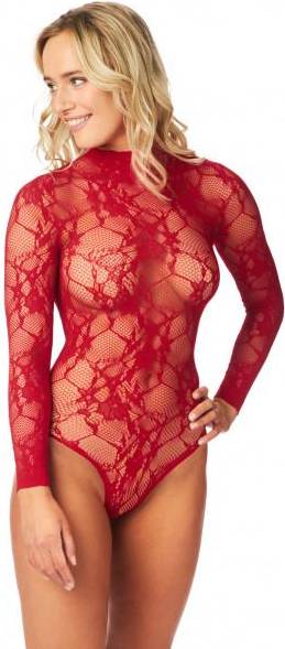 Nortie Riga Lace Crotchless Bodystocking Red