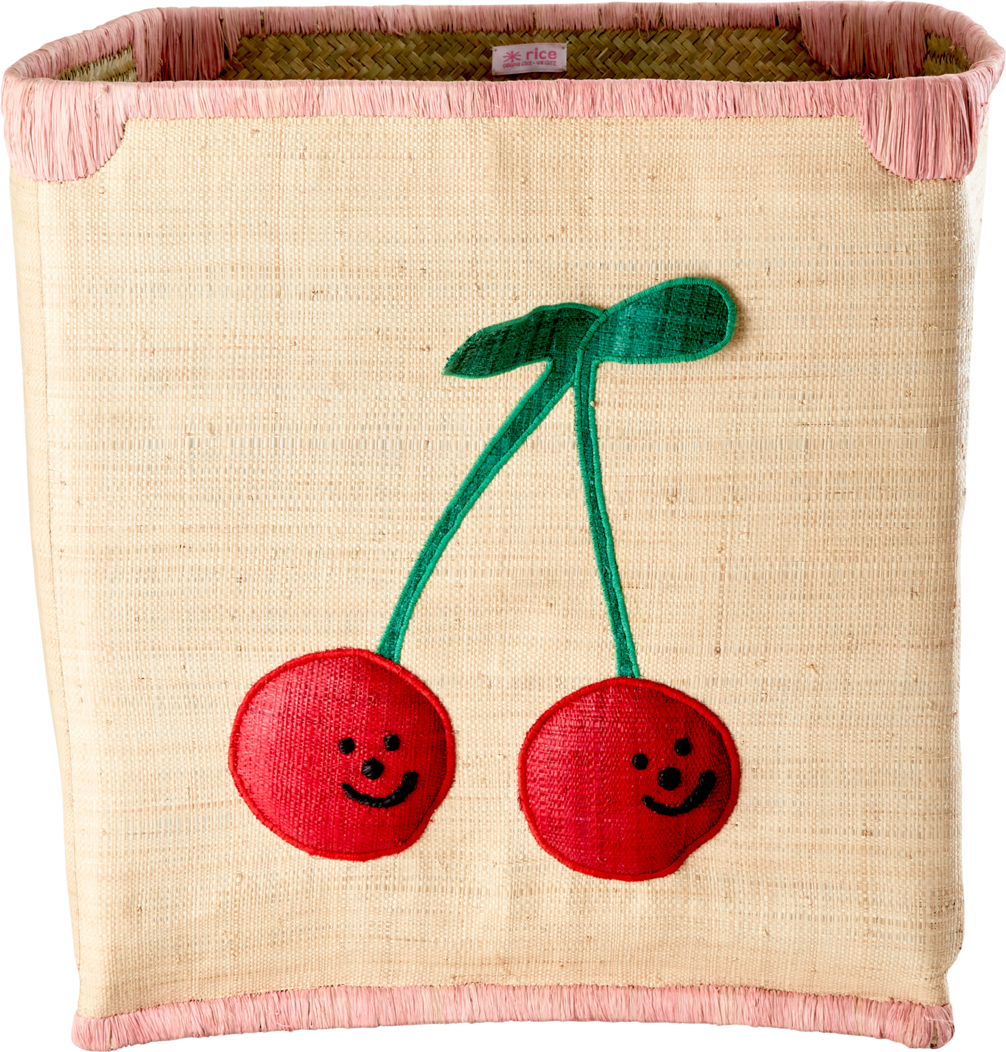 Rice Cherry Raffia Basket Large
